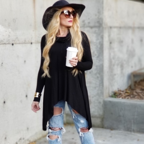 JACKIE Tunic Top - Black * MADE IN USA - Picture 1 of 5